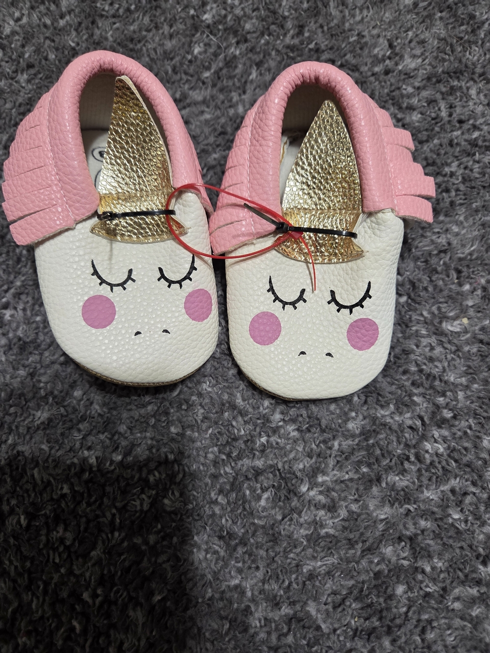 Baby Unicorn Moccasins - Pink, White & Gold